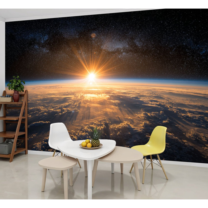 Papier peint adhésif auto-adhésif moderne pour la chambre à coucher Peel and Stick L 96 po x l 69 po avec lever de soleil