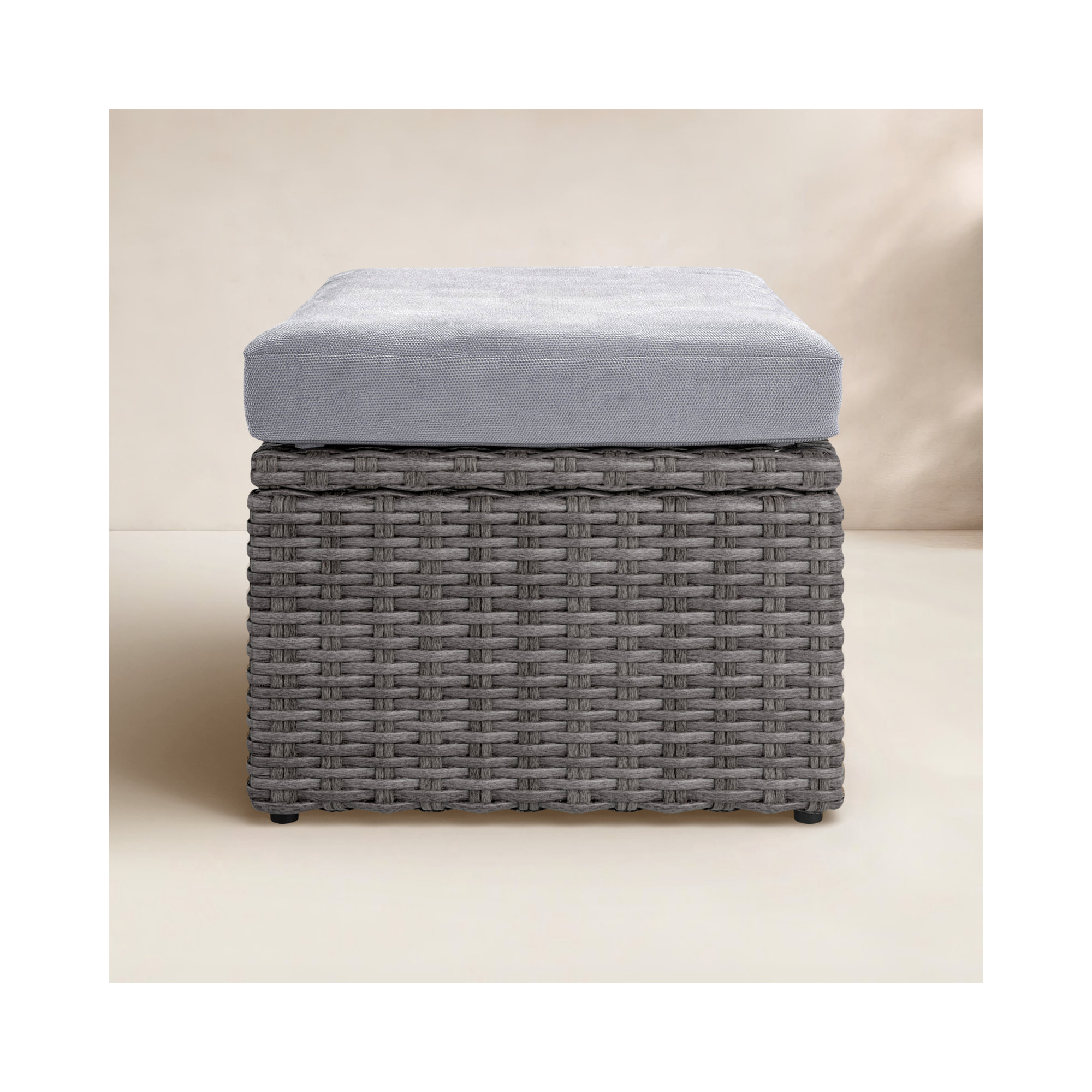 Wicker Outdoor Ottoman with Cushion