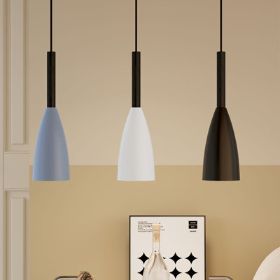 3 - Light White；black；blue Dome Pendant