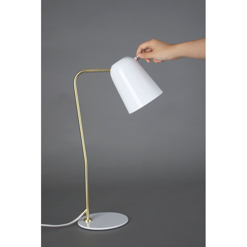 Dobi Desk Table Lamp, White/Brass