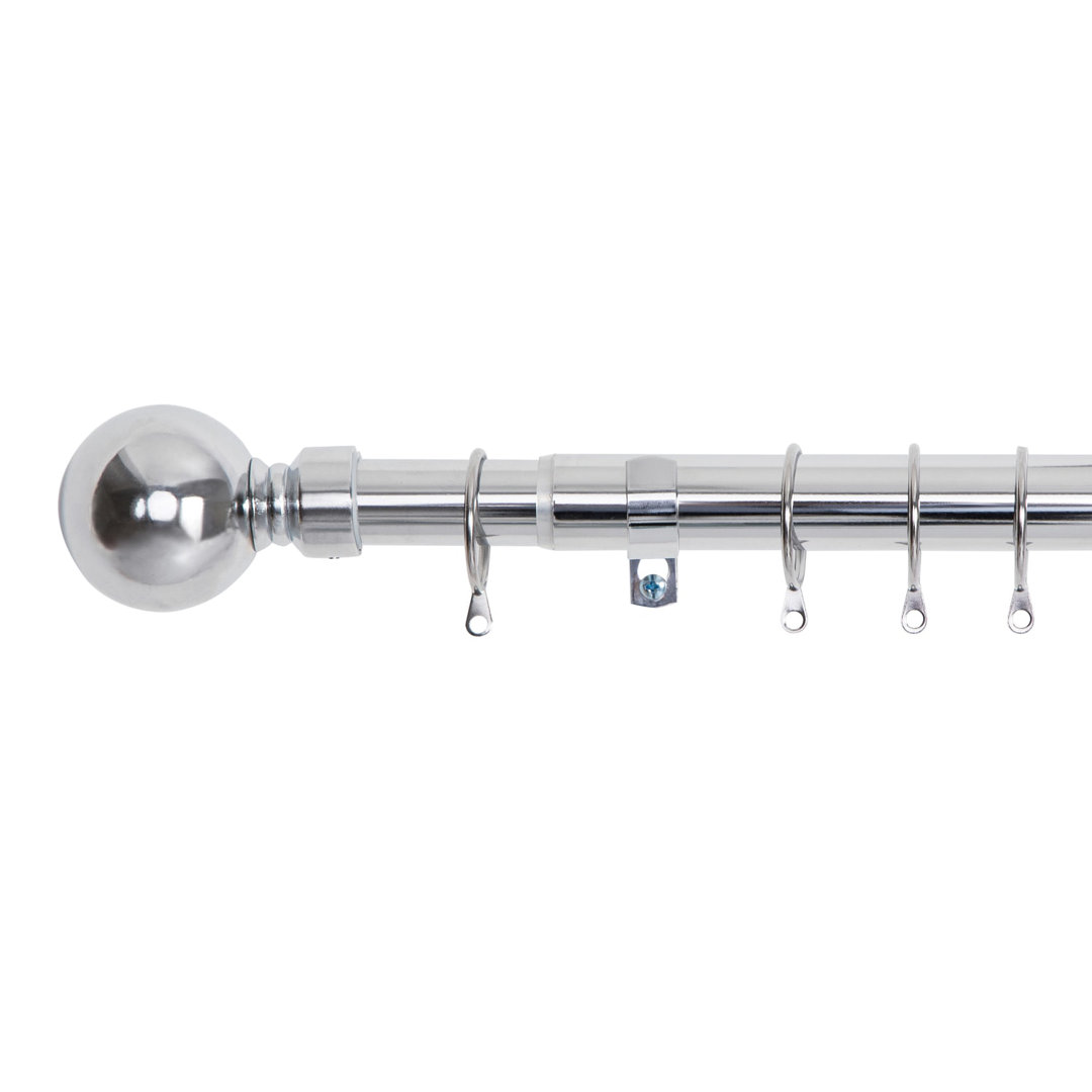 Wall Mounted Adjustable Sustainable Single Curtain Rod Set with Finial