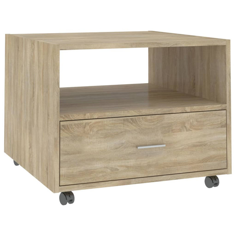 Jahmya Wheel Coffee Table with Storage, Sonoma Oak