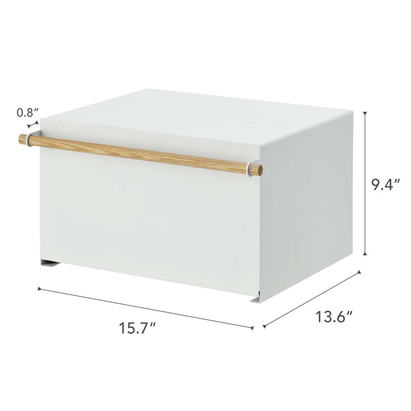 White Steel and Wood Two-Tier Bread Box
