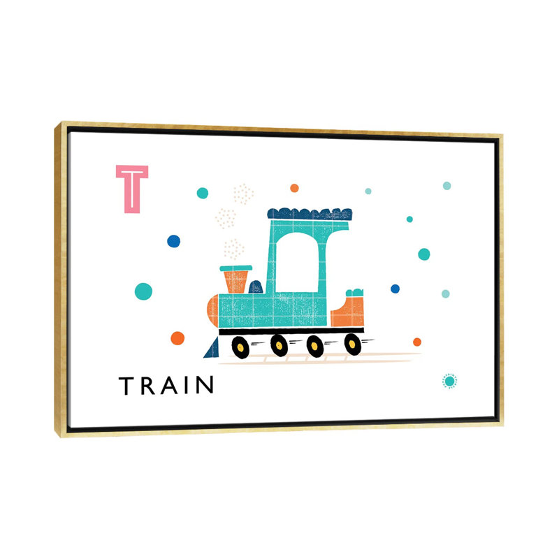 «T Is for Train» - Impression, Pas de tapis, H 40 po x l 60 po x 1,5 po, Toile encadrée d'or