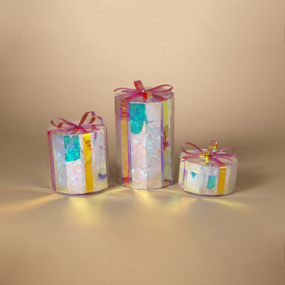 Heirloom 3 Pc USB Electric Lighted Holographic Gift Box es with Remot