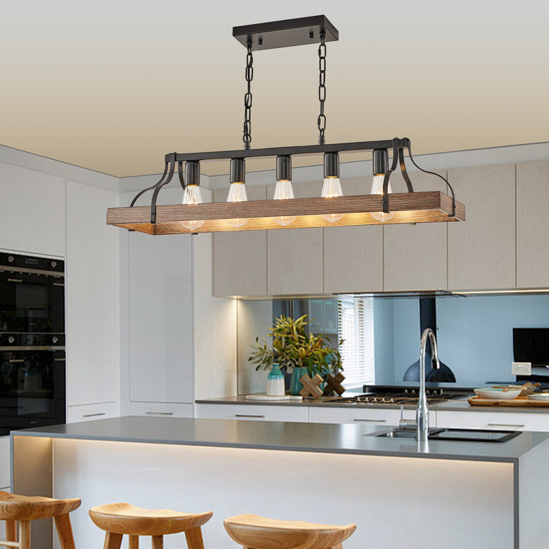 5-Light matte black adjustable iron pendant lamp