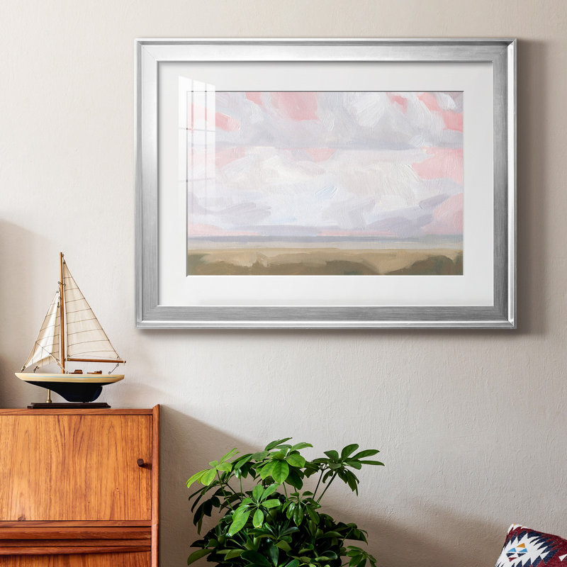 Sandbridge Beach II - peinture encadrée, H 30,5 po x l 42,5 po x P 1 po, Argent, Blanc
