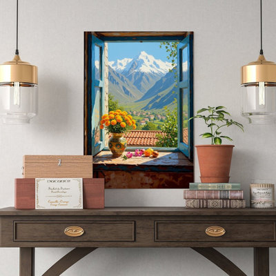 Canvas Wall Art Andes Mountain Art Print, South America Window Poster-1 Vintage Poster Print Home Decor