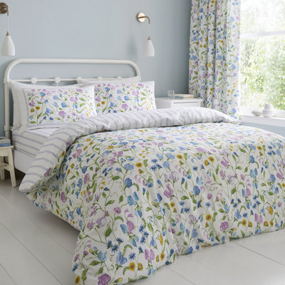 Sweetpea Floral Cotton Floral Duvet Cover Set