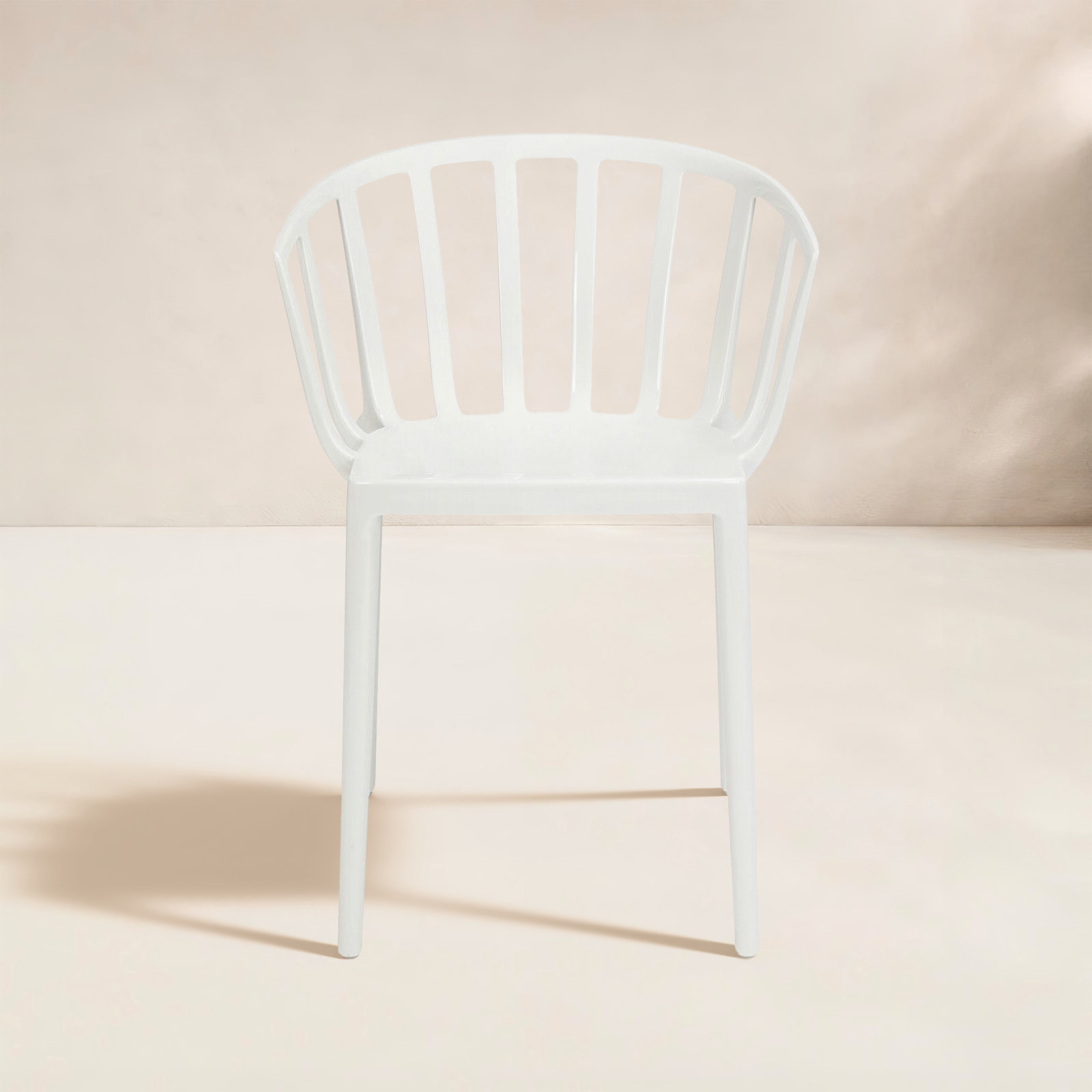 Venice Premium All-Weather Wicker Outdoor Stacking Dining Armchair, White