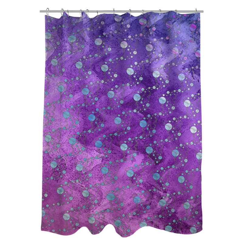Rideau de douche simple planètes et étoiles, Bleu / violet