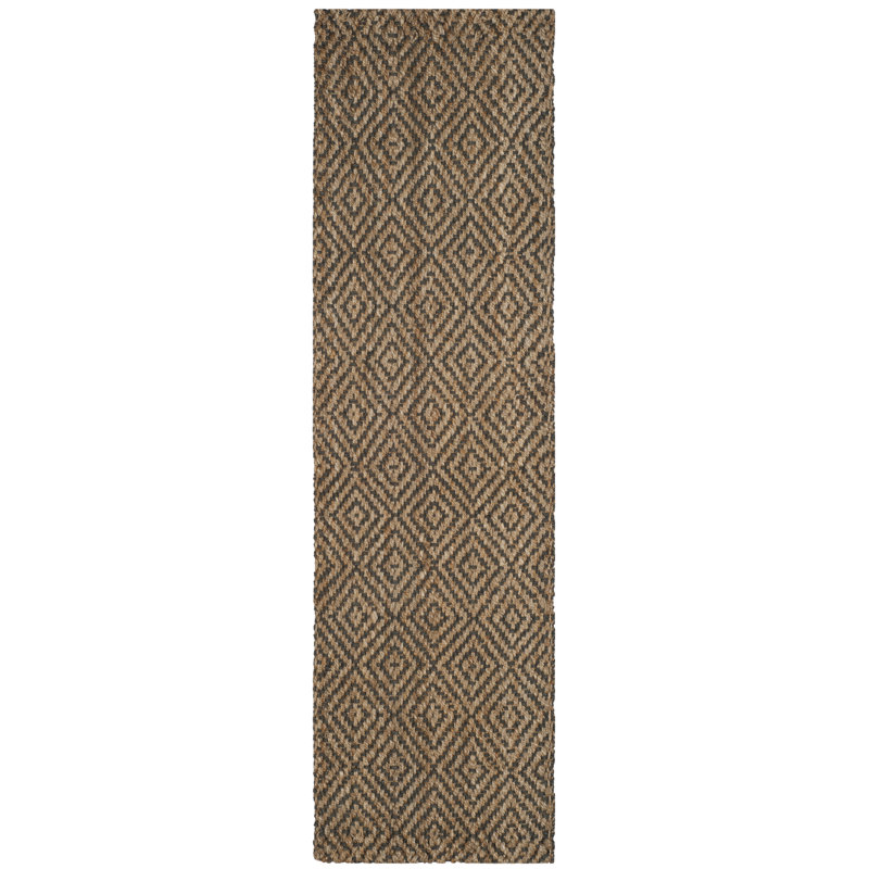 Aerionna Geometric Hand-Woven Natural Jute Fiber Area Rug, Tapis de couloir 2 pi 3 po x 16 pi