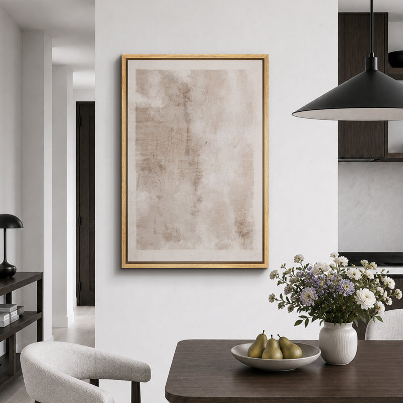 Neutral Minimalist Abstract Beige Wall Artwork, Modern Soft Tone Canvas Pictures, Framed Canvas Giclee Print Wall Art
