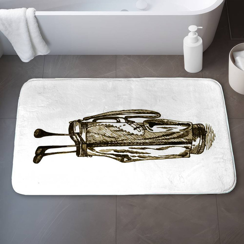 illustration of a golf bag Bath Mat with Non-Slip Backing - Quick Dry Memory Foam Bathroom Rug - Absorbent - Modern Plush Spa-Style - Machine Washable