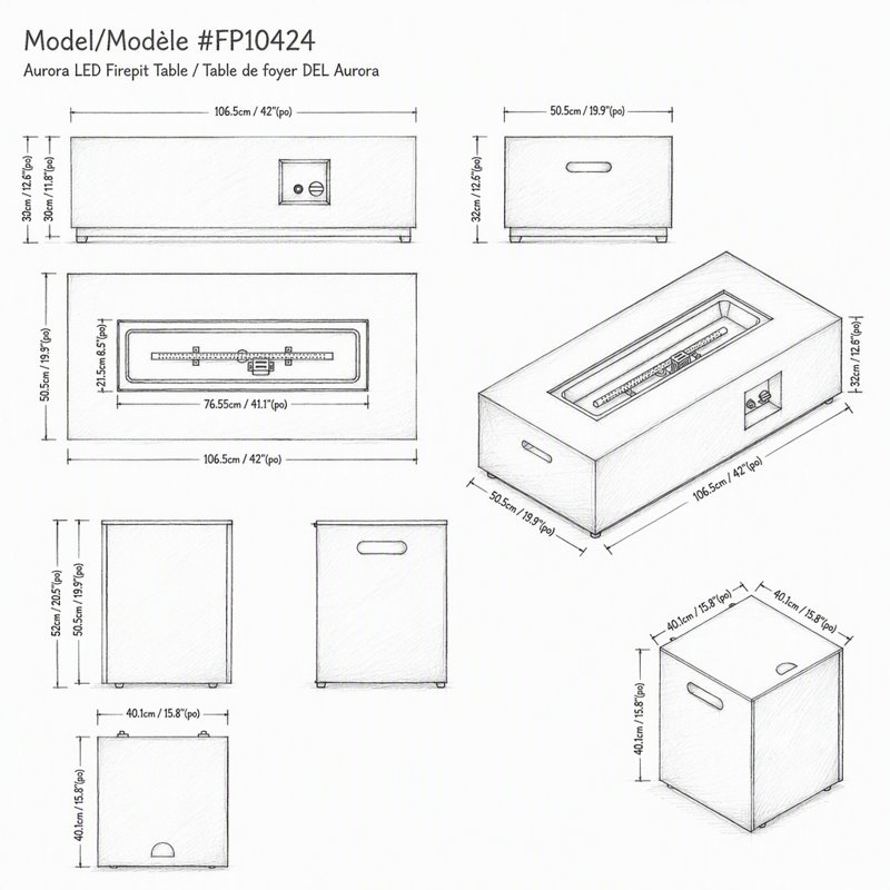 Rectangle Propane Outdoor Fireplace