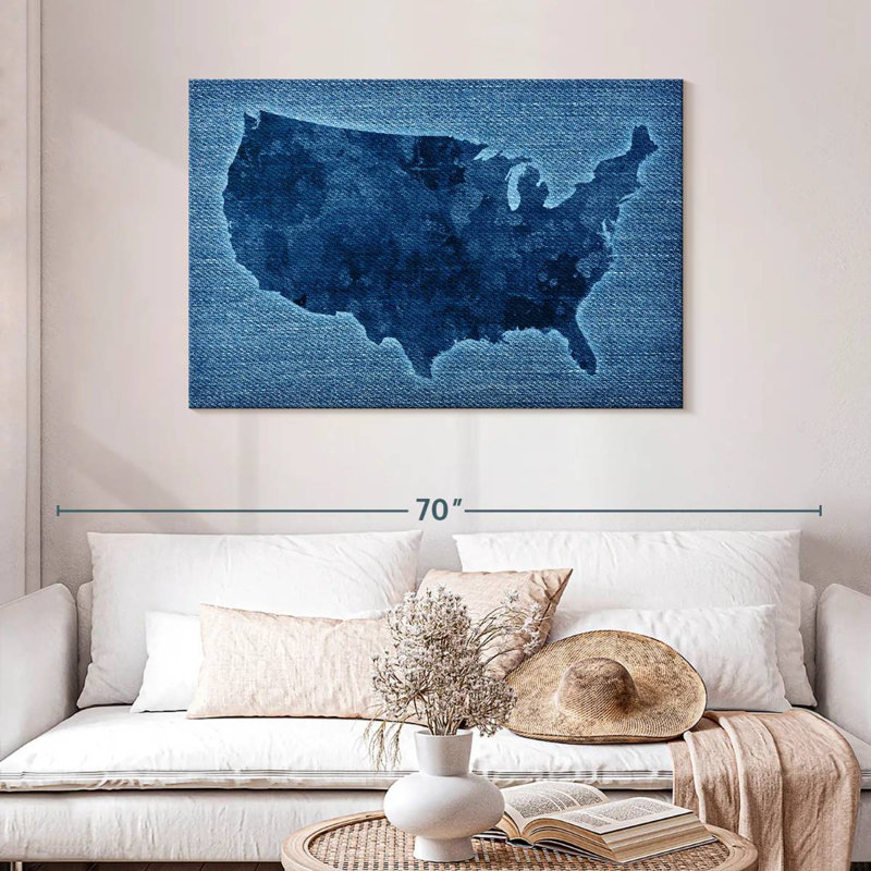 Carte des États-Unis Aliaz Denim, H 30 po x l 45 po