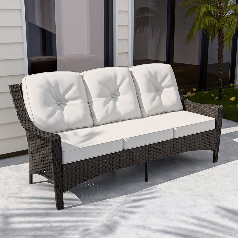 73.6'' Polyethylene (PE) Wicker Outdoor Patio Sofa, Beige