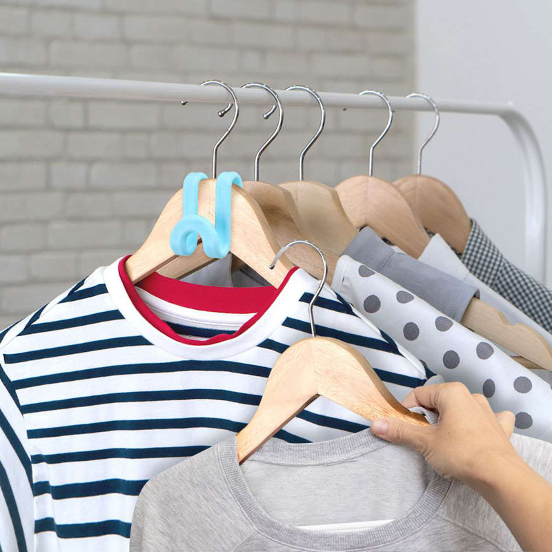 60 PCS Clothes Hanger Connector Mini Plastic Cascading Hooks Space Saving Hanger Extender Clips, Blue