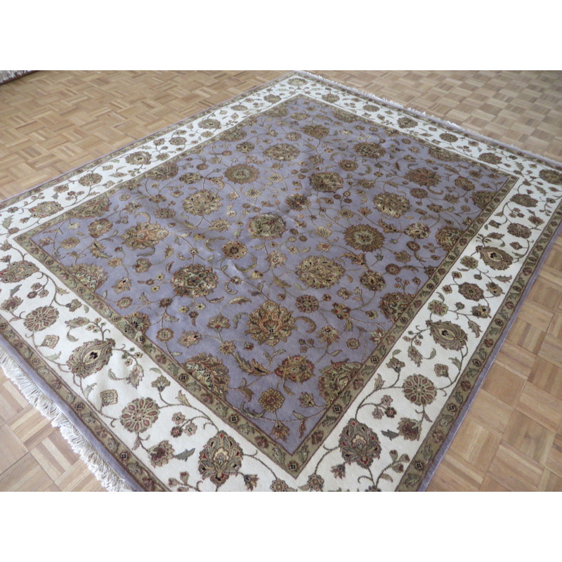 Tapis noué la mauve/ivoire 8 pi 1 po x 10 pi 1 po à la main one-of-kind Josephson