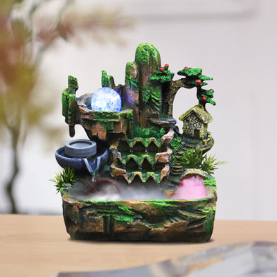 Corporan Resin Tabletop Fountain with Light and Mist