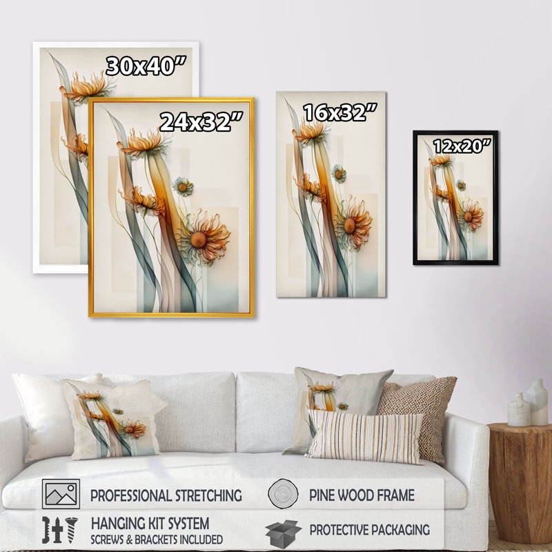 " Orange Daisy Flowers Hyperrealistic III " Color Photography Print, 24" W x 32" H, Wrapped Canvas