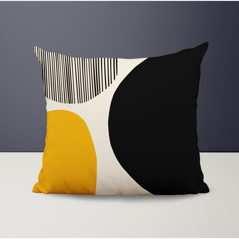Jeté carré / extérieur en polyester Chamu, L 19 po x H 19 po, Jaune / noir