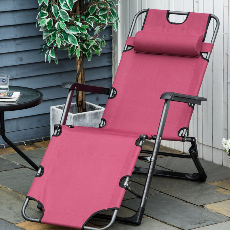 Chaise de piscine rouge. 21 chaises longues pliantes avec coussin et poche. Pour la plage, le patio, la pelouse. Structure en métal. Confortable. Fauteuil de bronzage compact pour le transport. Avec. Cadre,