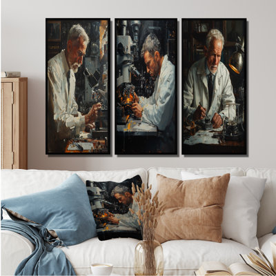 White Black Microscopic Scientific Laboratory I - Laboratories Wall Art Collection