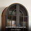 Arched Display Cabinet – 165cm, Fluted Glass Doors, 3 Tiers, Dark Green or Walnut-135778001