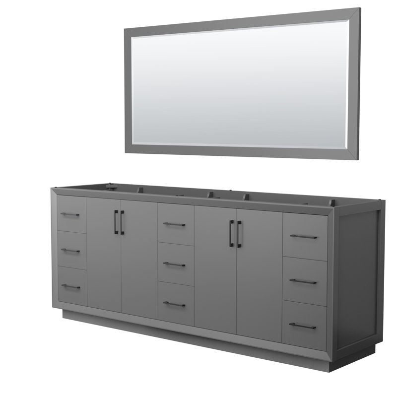 Strada 83.25'' Double Bathroom Vanity Base Only, Dark Gray/Black