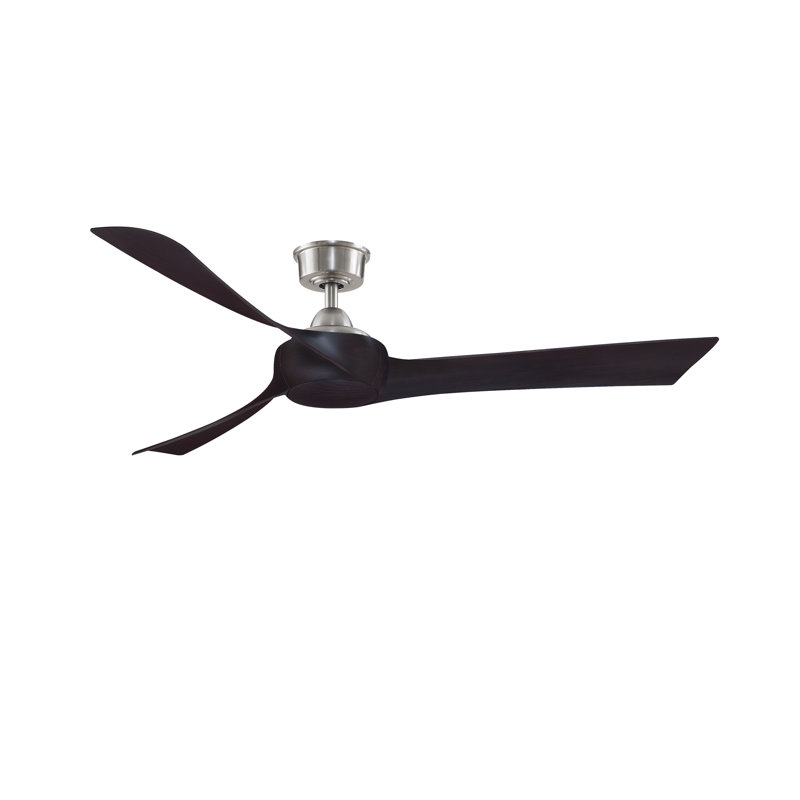 Wrap Custom 60 inch Indoor/Outdoor Ceiling Fan - Brushed Nickel with Dark Walnut blades, Brushed Nickel, Dark Walnut