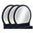 3Pc Vanity Table And Stool Set Built-In Led-Lit Mirror Matching Cushioned Stool Gold-Accented Handles Wooden Home Furniture Black-1448592914