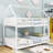 Assal Twin Over Twin Wooden House-Shaped Bunk Bed With Roof-1505429843