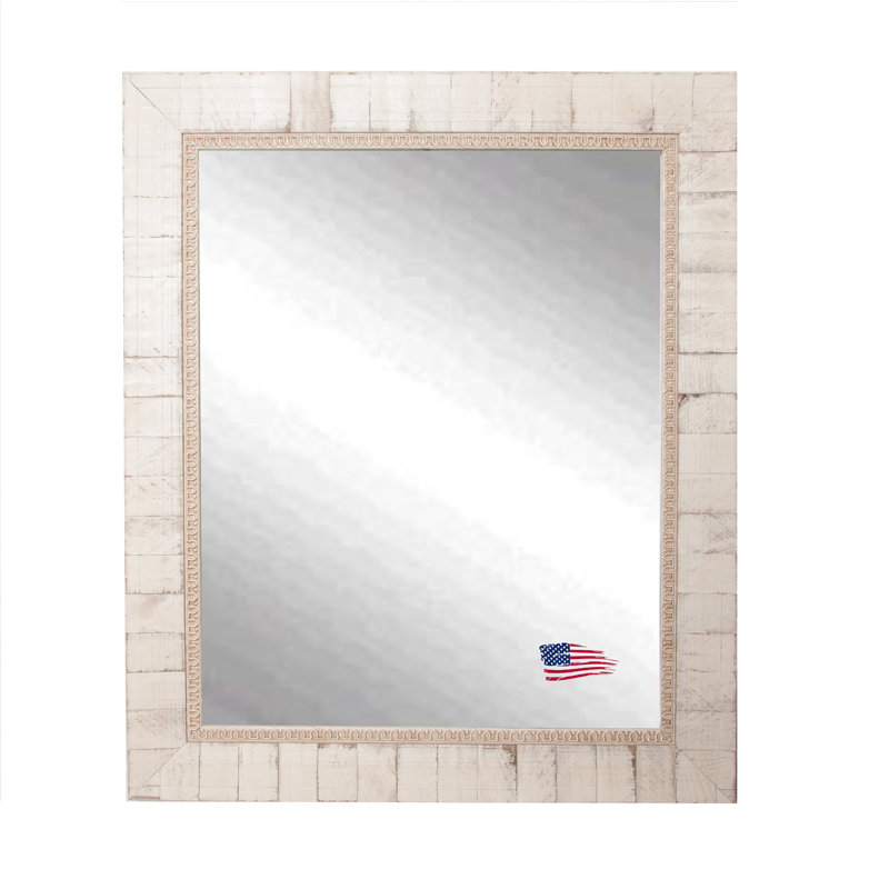 Vinson Solid Wood Flat Mirror, Ivory, 49.5" H x 31.5" W