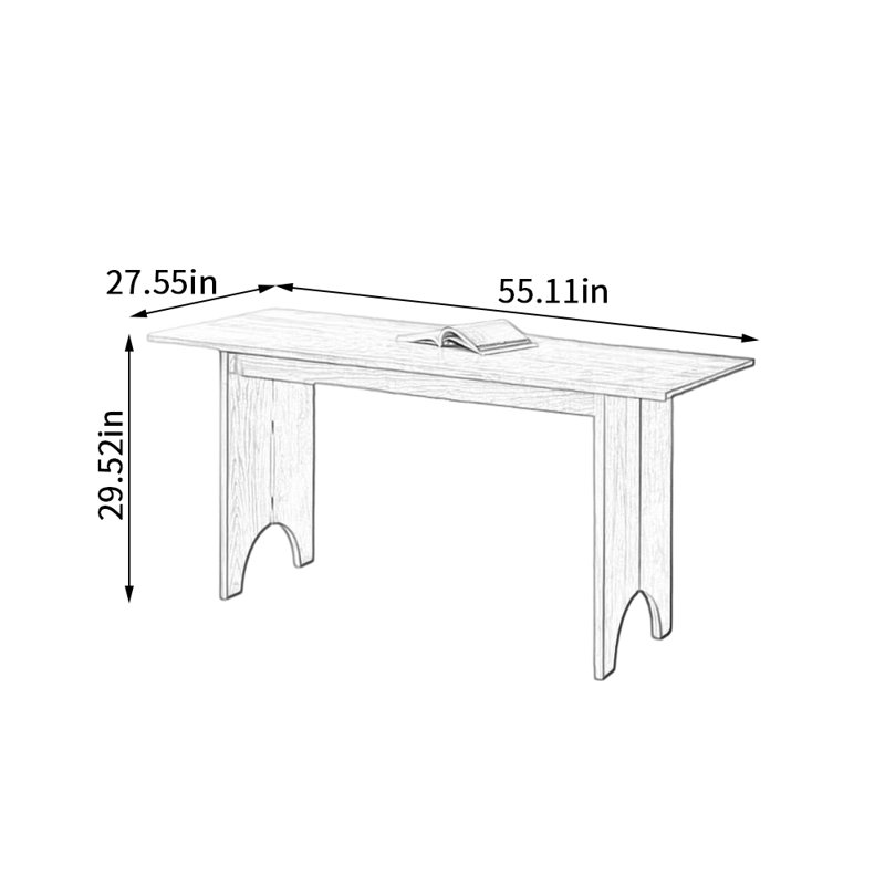Table longue classique en bois de cerisier durable, H 29,52 po x L 55,11 po x l 27,55 po