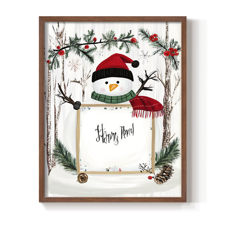«Christmas Holiday Art XXV III», reproduction encadrée - bois massif, Noyer, 11" H x 9" W