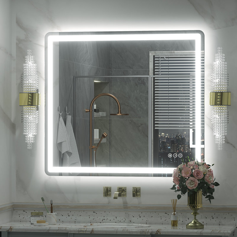 Aevar UL Certified Front & Back LED Anti-Fog Tempered Glass Bathroom/Vanity Mirror with 3-Year Warranty, 36" x 32"