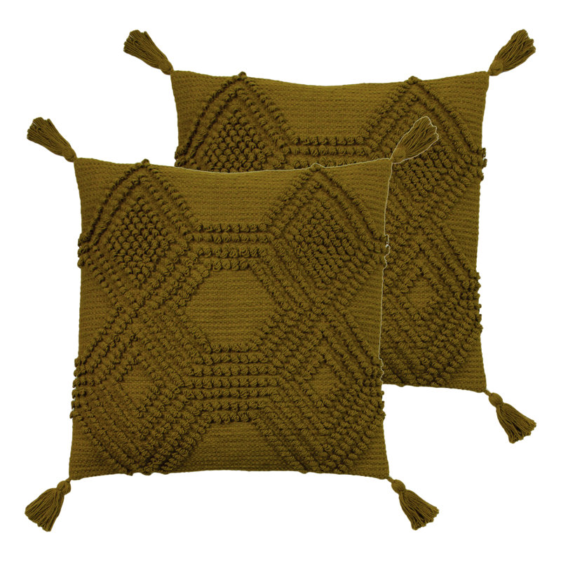 Geometric Square Cushion, Moss