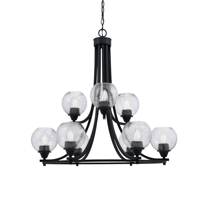 Paramount 9 Light Uplight Chandelier, Frosted Clear