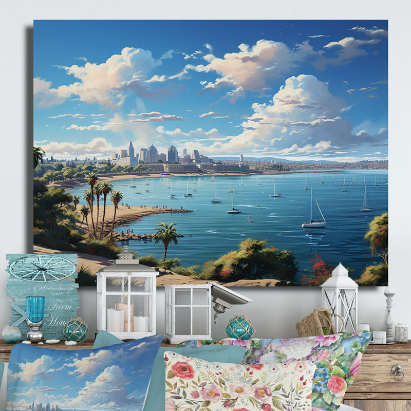 California Seascape I - California Metal Wall Art Living Room, 12" H x 20" W x 1" D