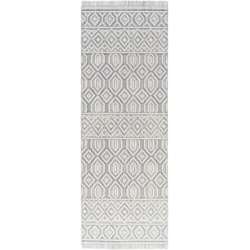 Angadresma Geometric Machine Woven Polyester Area Rug in Gray/Ivory, Rectangle 9'2" x 12'