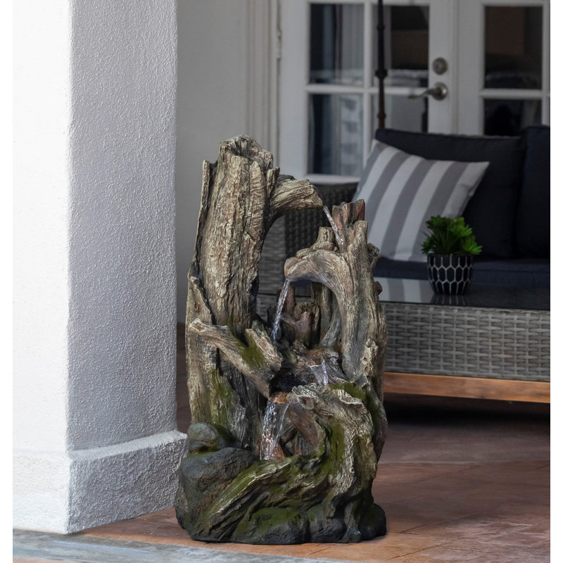 Outdoor Floor Fountain with Lights, 101.6cm H x 53.34cm W x 45.72cm D