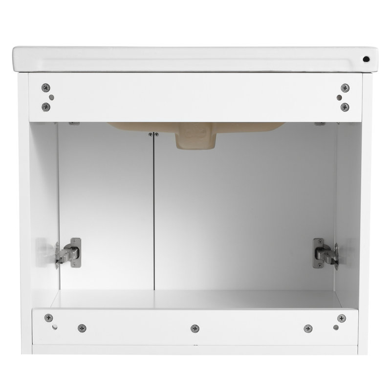 Petite armoire murale de salle de bain - 24 po avec portes en céramique à fermeture en douceur et armoire à surface lisse 24 po, portes d'évier à fermeture en douceur, conception moderne et pratique