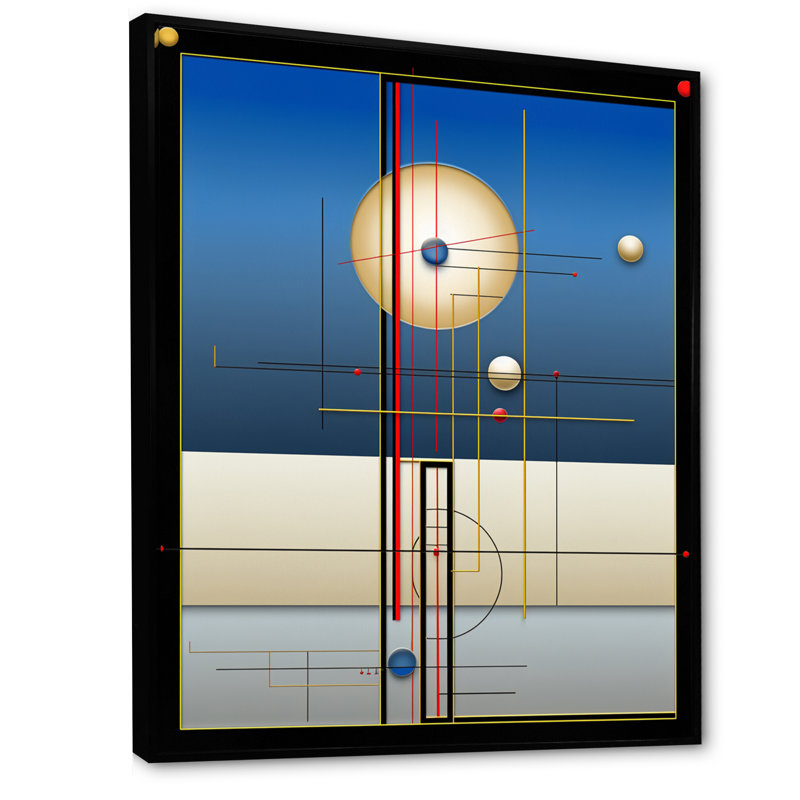 Futuriste minimalisme - pleine lune, H 20 po x l 12 po x P 1 po, Cadre flottant noir