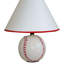 Lampe de table haute 12 po en céramique, forme baseball, abat-jour en lin