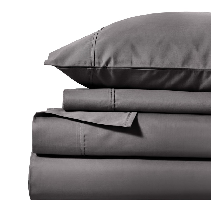 Superior 1000 Thread Count Solid Deep Pocket Cotton Blend Bed Sheet Set, King Sheet 4Pc Set, Gray