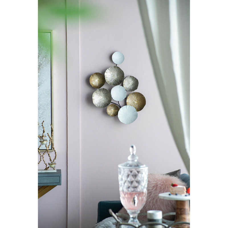 24.4x2.4x17.7 Metal Wall Ornament - Wonderful For All Celebrations Golden + White Art Hanging Decoration Of Modern 24.5" X 18" Sculpture Ideal Present Occasions Decorative
