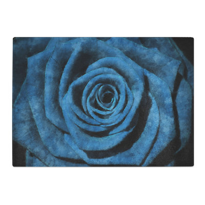 Tempered Glass Pretty Blue Rose Chopping Board