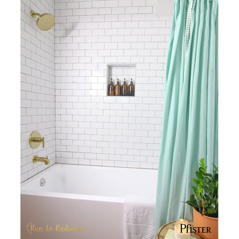 Contempra Wall Mounted Tub and Shower Faucet, Brushed Gold