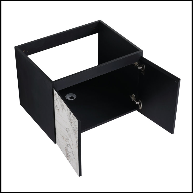 Meuble-lavabo mural 24 po avec lavabo en céramique et porte d'armoire à fermeture en douceur 24 po